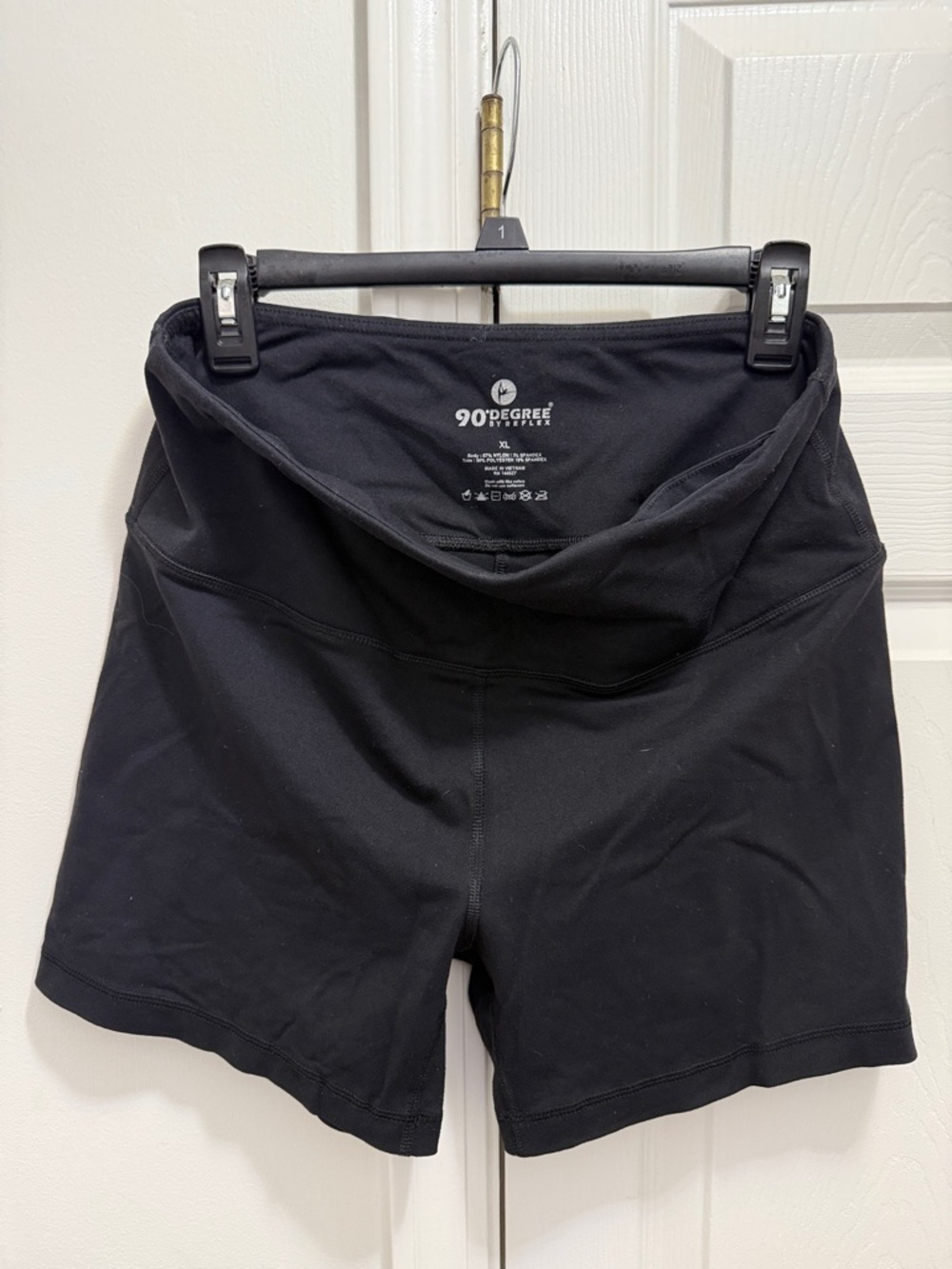 90 Degree By Reflex Black High-Rise Foldover Bike Shorts